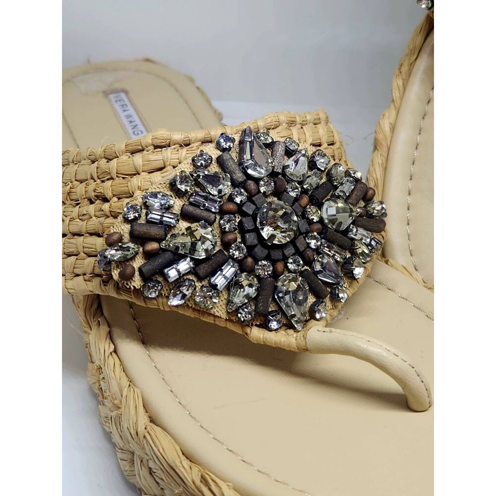 Vera Wang Sandals Lavender Pewter Silver Rhinestone Jewels Italian Raffia 6M NEW